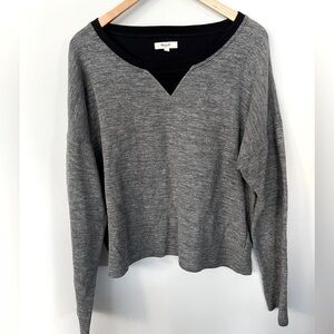 Madewell Gray Knit Top w/ Black Trim - Size L
